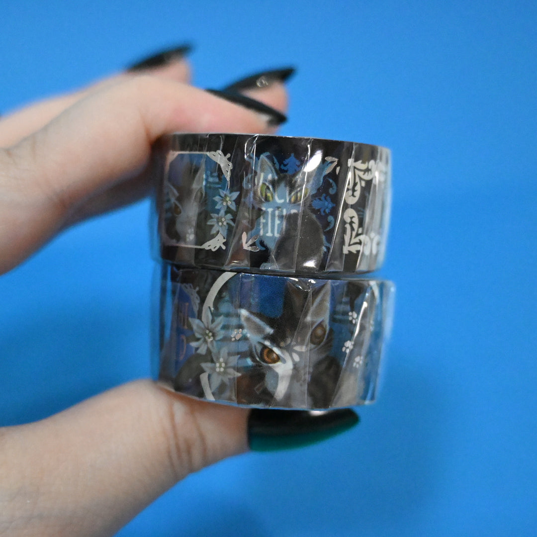 Wachifield Cats and Raccoons Blue Clear Masking Tape