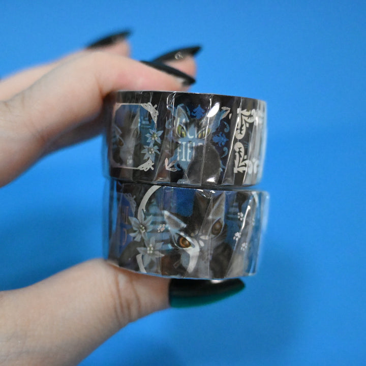 Wachifield Cats and Raccoons Blue Clear Masking Tape