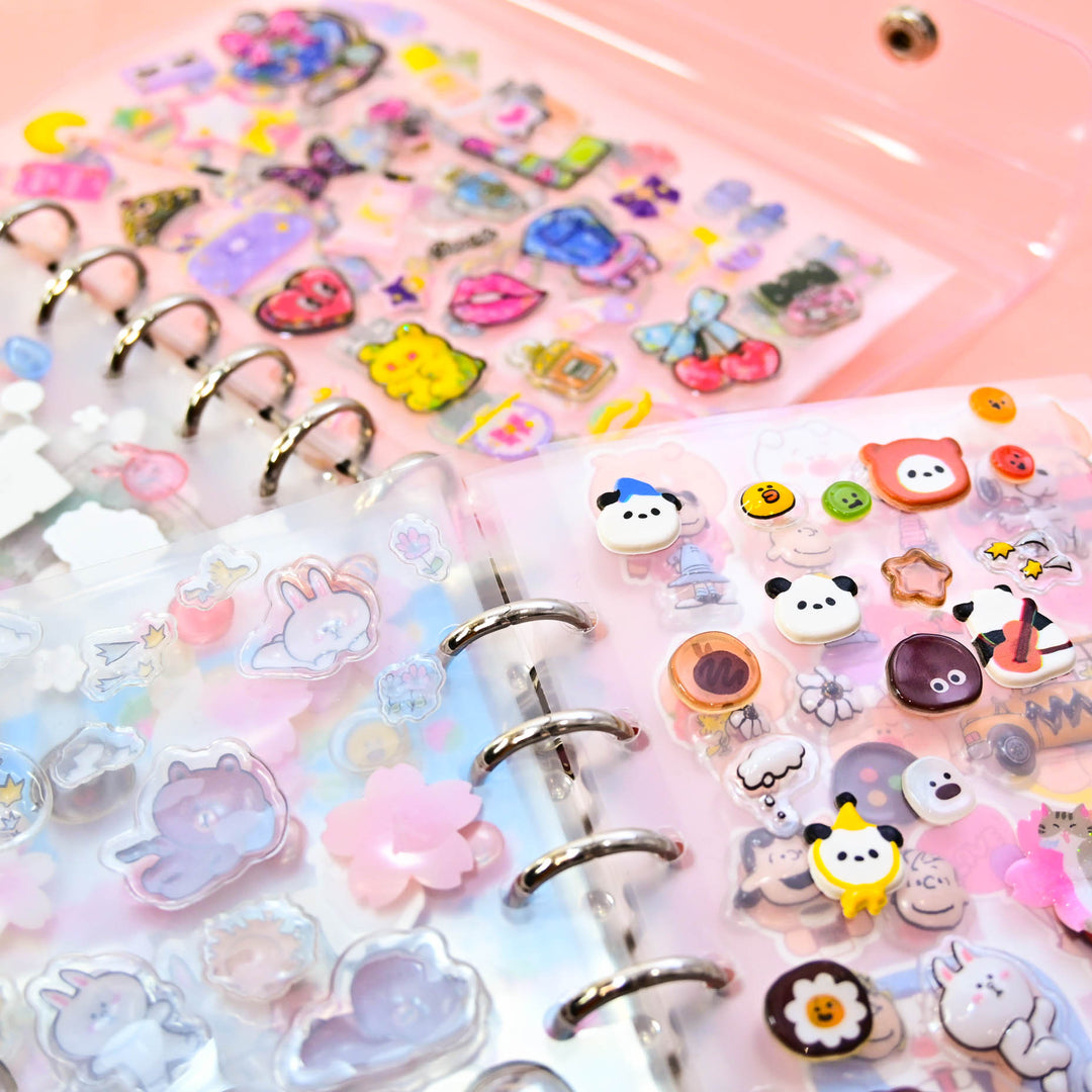 Double Snap Button Clear Binder for 3D Stickers