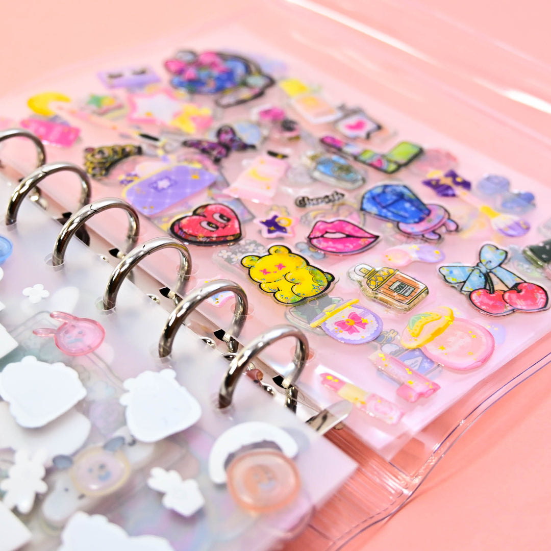 Double Snap Button Clear Binder for 3D Stickers