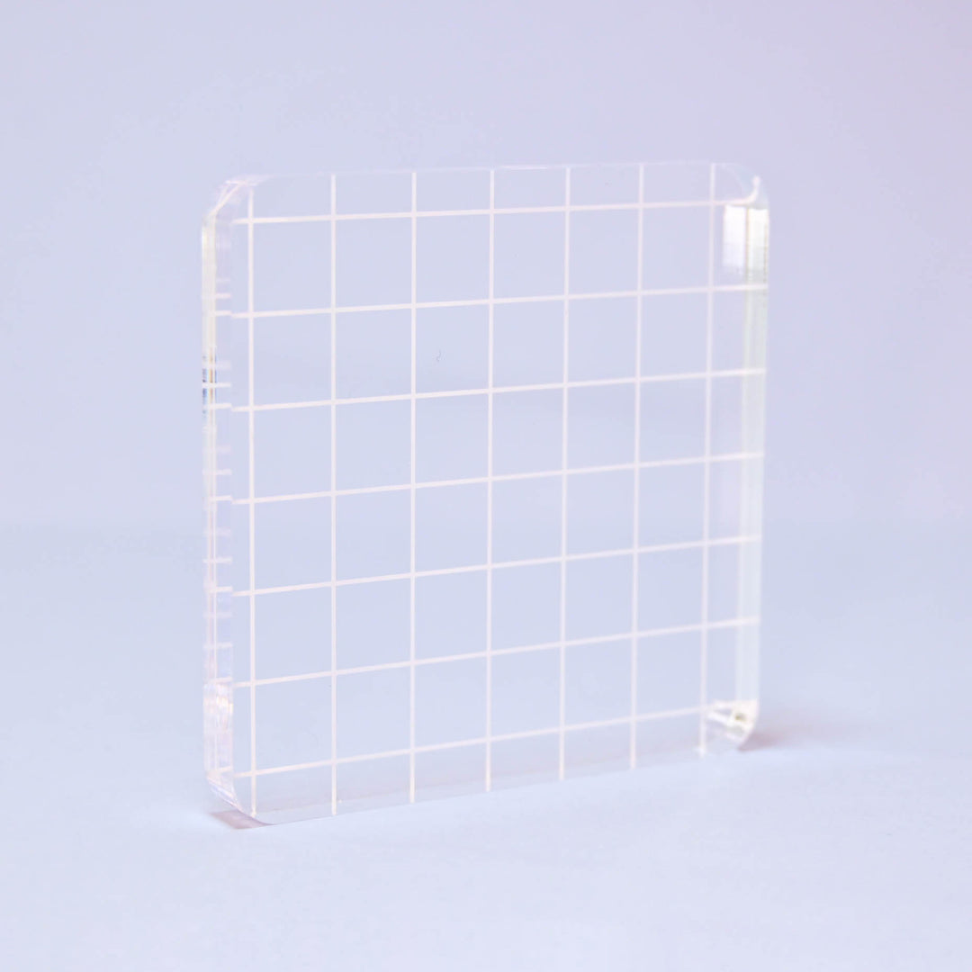 World Craft Clear Grid Acrylic Block 7x7cm