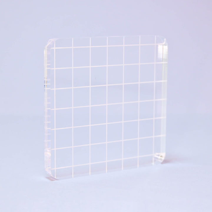 World Craft Clear Grid Acrylic Block 7x7cm