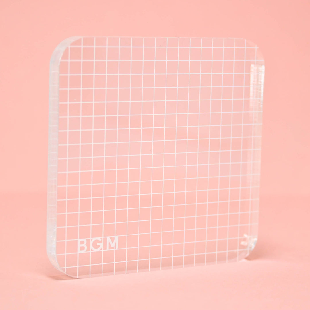 BGM Clear Grid Acrylic Block 8x8cm