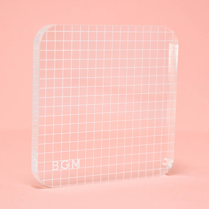 BGM Clear Grid Acrylic Block 8x8cm