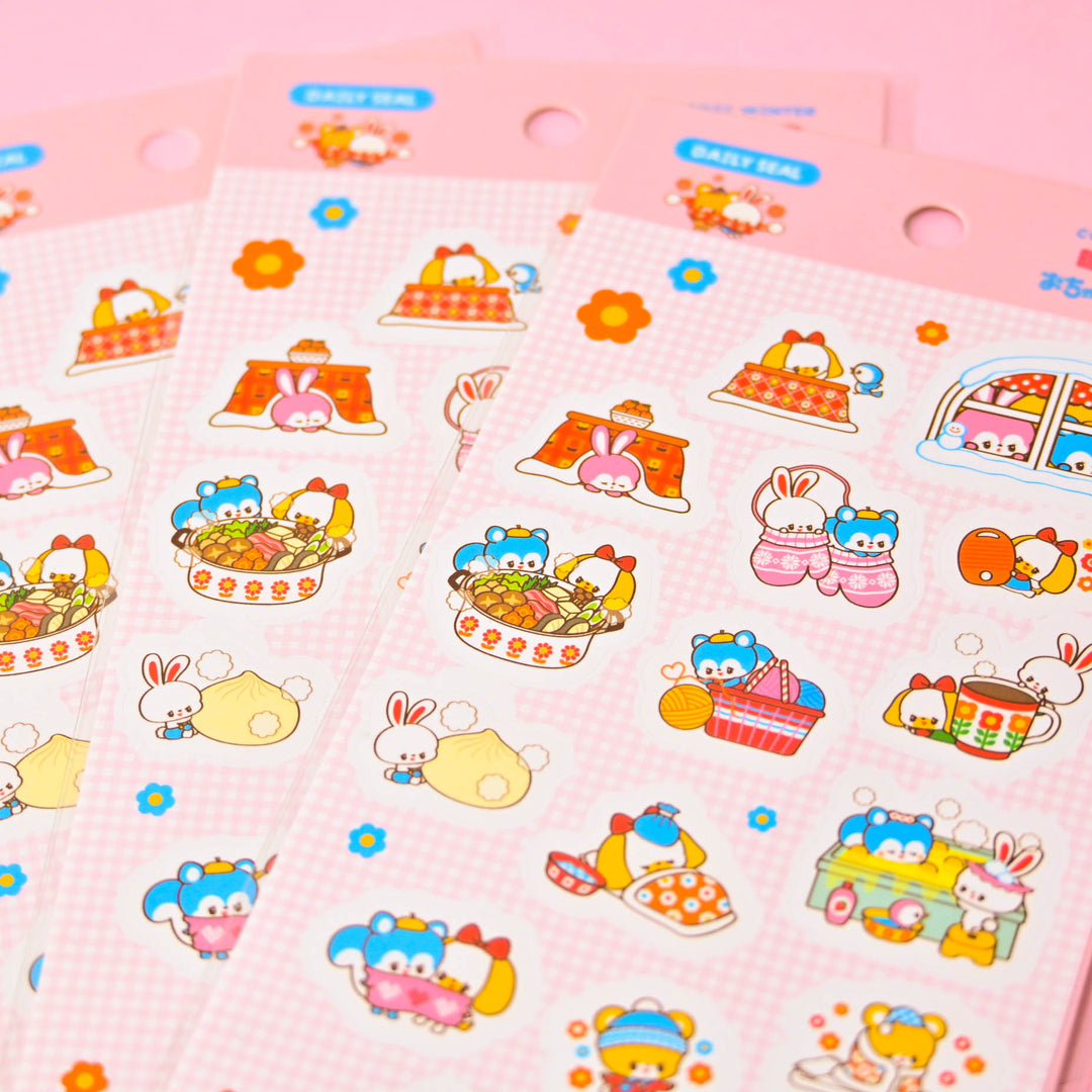 (DS008) Rainbowholic x Ochame Friends Cozy Winter Sticker Sheet