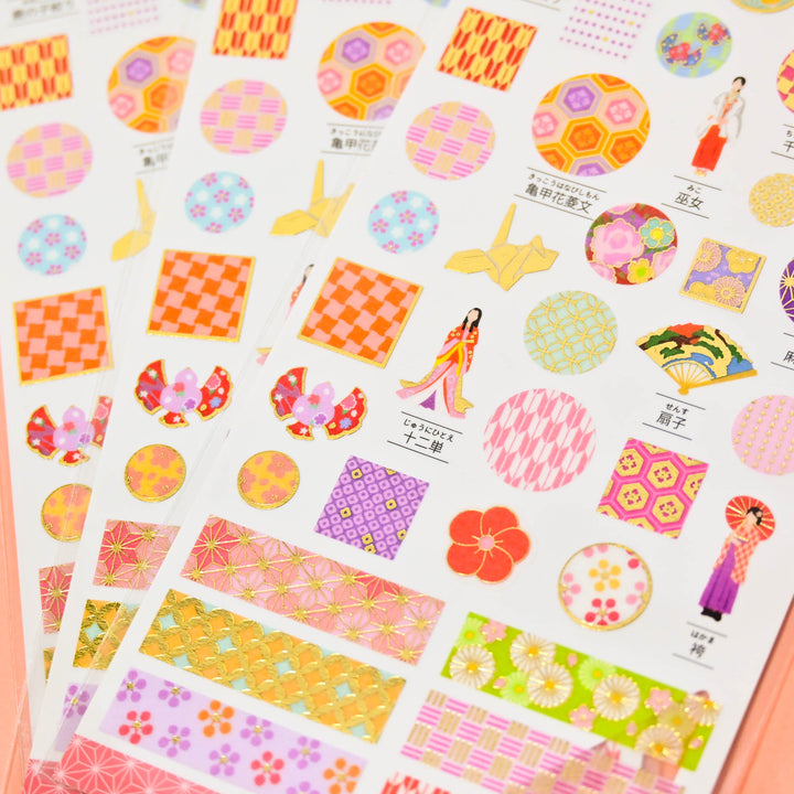 Patarip Foiled Japanese Patterns Sticker Sheet