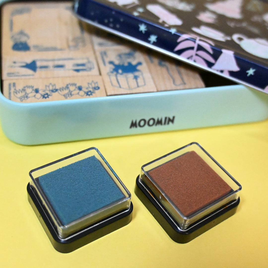 [Pre-loved] [LIMITED / RARE] Japanese Magazine with Moomin Characters Stamp and Ink with Tin Can Set