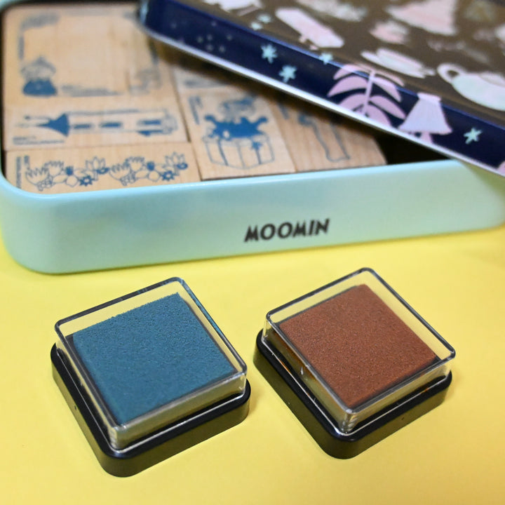 [Pre-loved] [LIMITED / RARE] Japanese Magazine with Moomin Characters Stamp and Ink with Tin Can Set