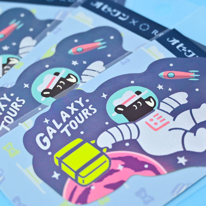 Rokkaku Retro Galaxy Tour Holographic Big Sticker