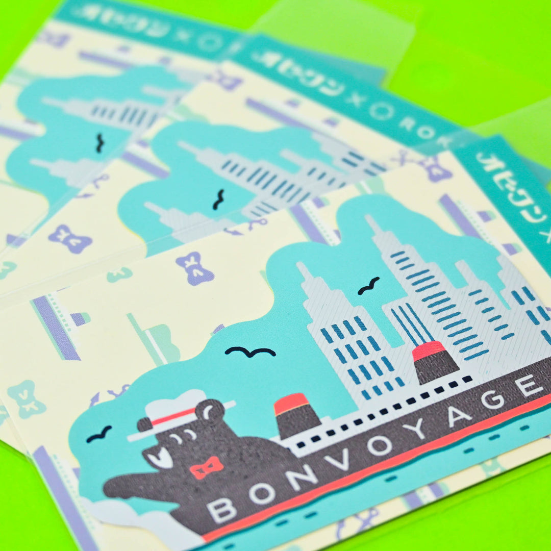 Rokkaku Retro Bon Voyage Boat Tour Shimmering Big Sticker