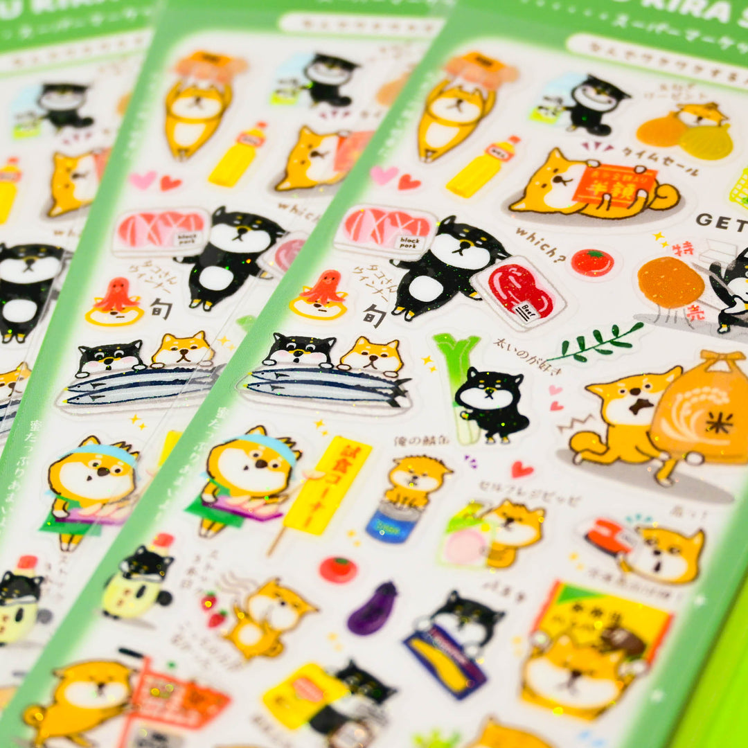 Puku Kira Super Market Dog Glittery Sticker Sheet