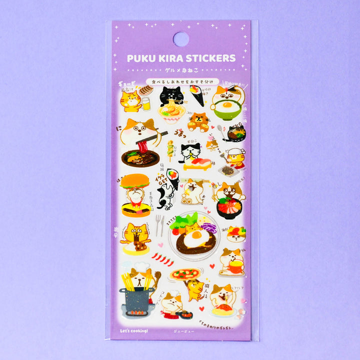 Puku Kira Gourmet Cat Glittery Sticker Sheet
