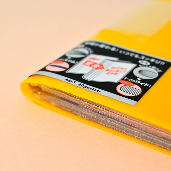 NOVITA Yellow Clear Pockets Binder A6 (60 pockets!)