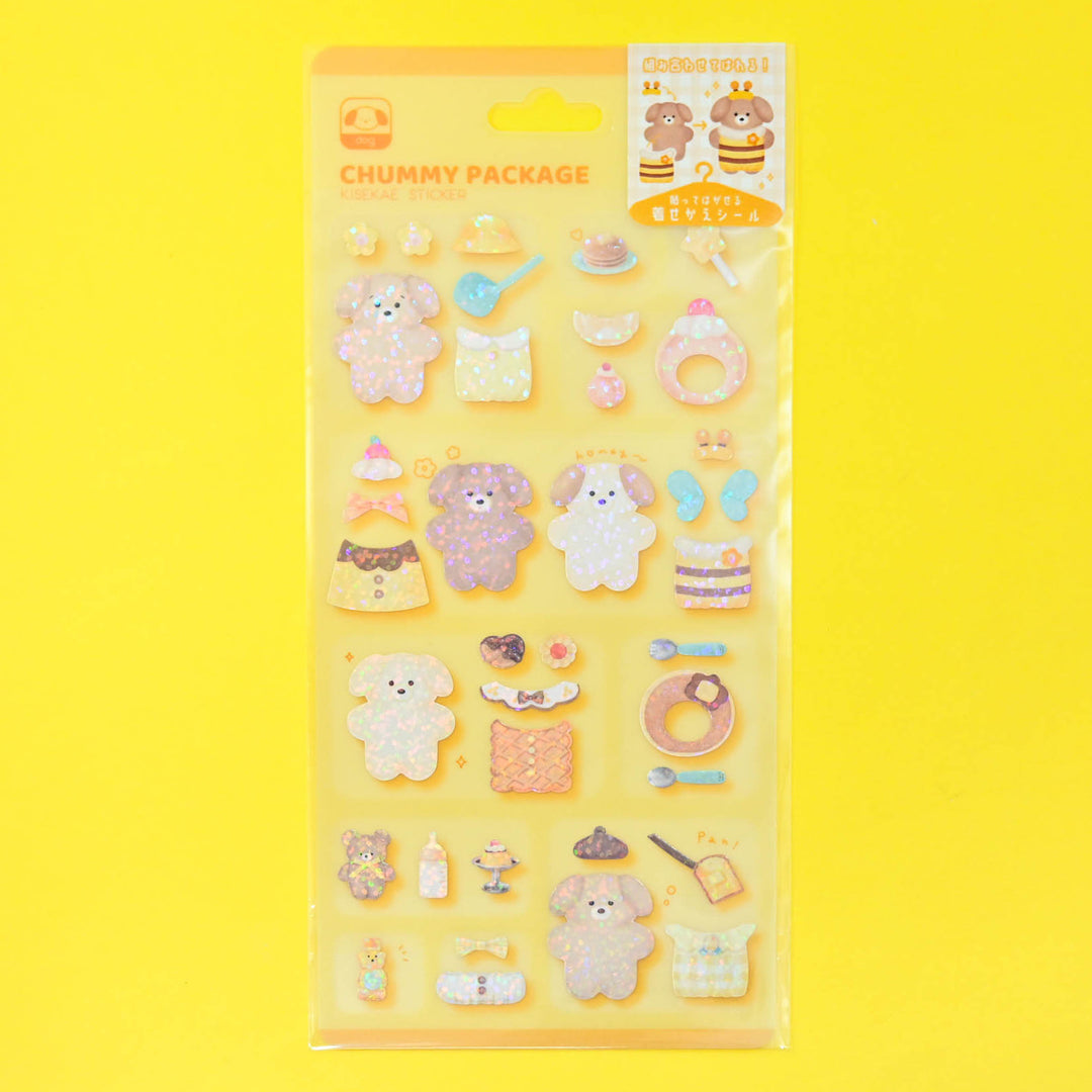 Q-LiA Chummy Package Dog Honey Bee Dress-up Sticker Sheet