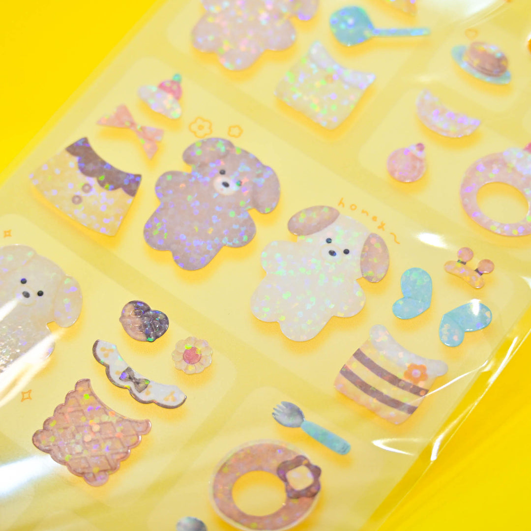 Q-LiA Chummy Package Dog Honey Bee Dress-up Sticker Sheet