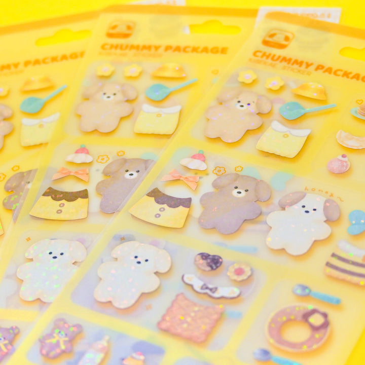 Q-LiA Chummy Package Dog Honey Bee Dress-up Sticker Sheet