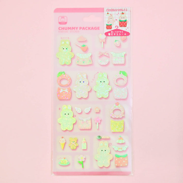 Q-LiA Chummy Package Rabbit Strawberry Dress-up Sticker Sheet