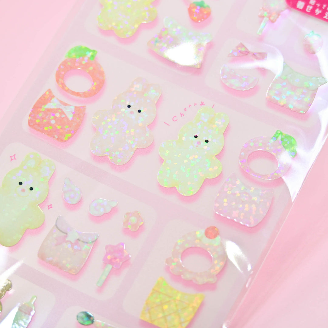 Q-LiA Chummy Package Rabbit Strawberry Dress-up Sticker Sheet