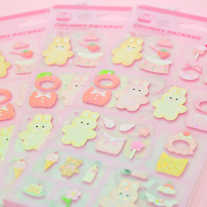 Q-LiA Chummy Package Rabbit Strawberry Dress-up Sticker Sheet