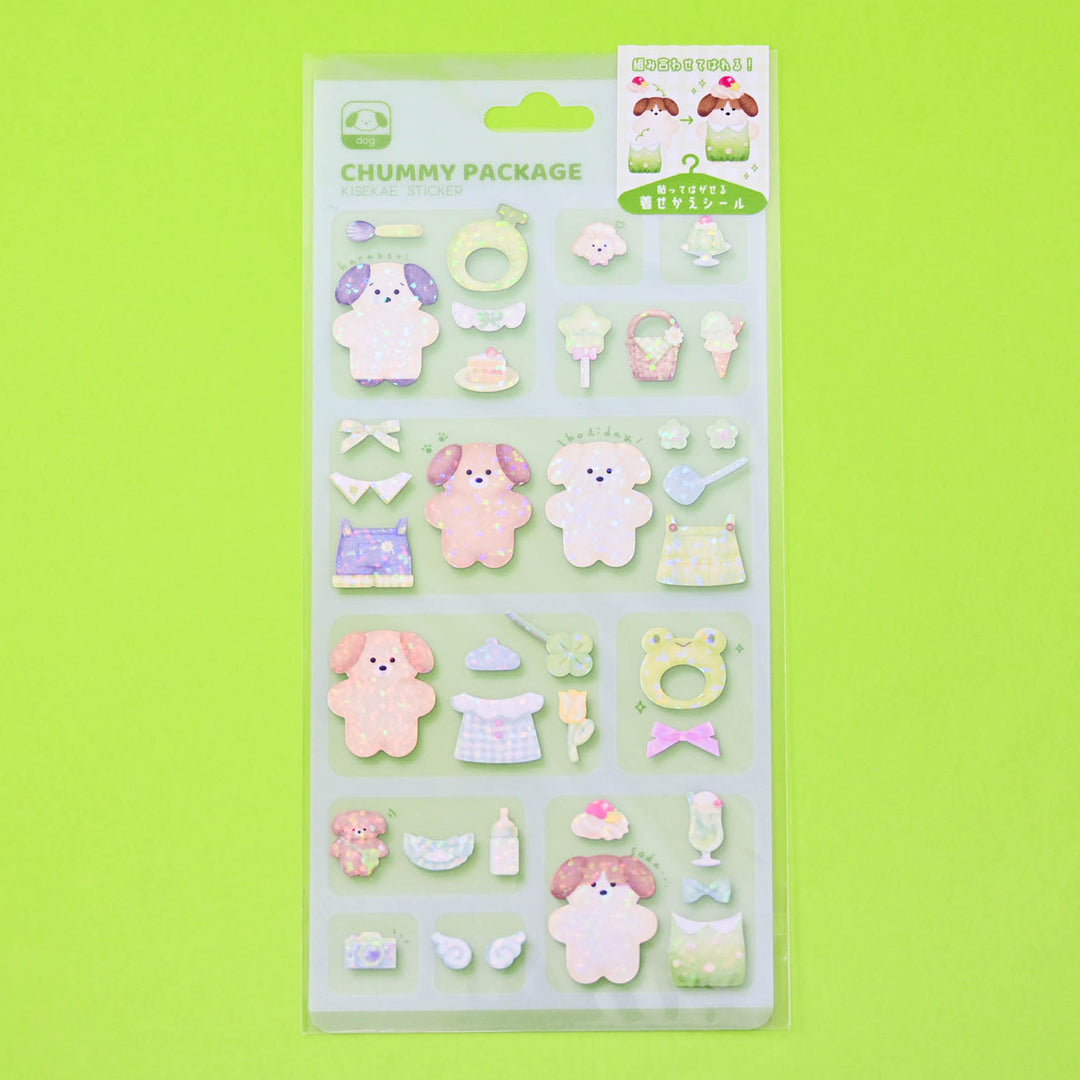Q-LiA Chummy Package Dog Cream Soda Dress-up Sticker Sheet