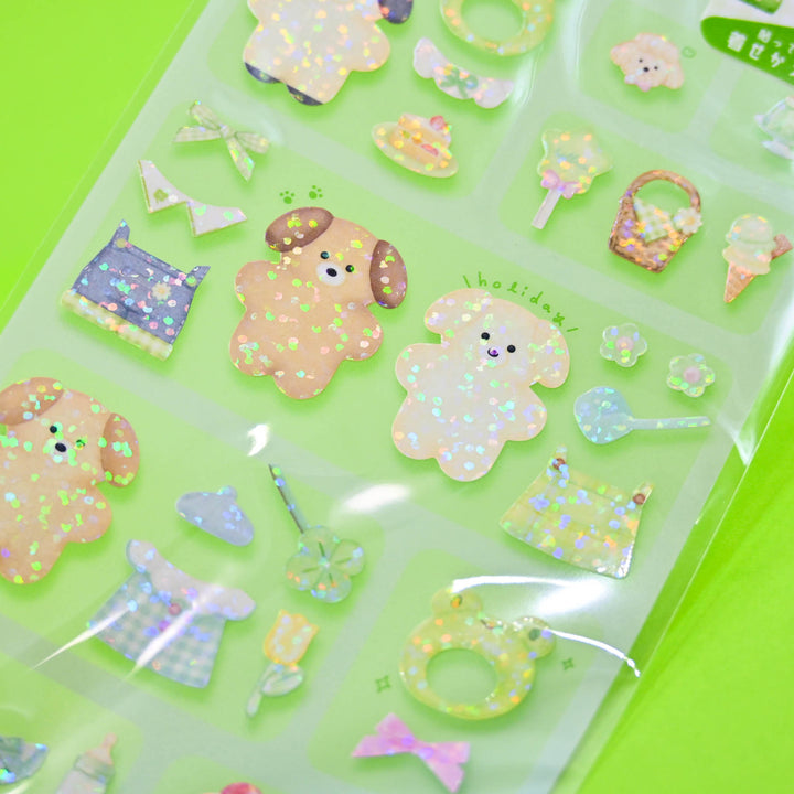 Q-LiA Chummy Package Dog Cream Soda Dress-up Sticker Sheet