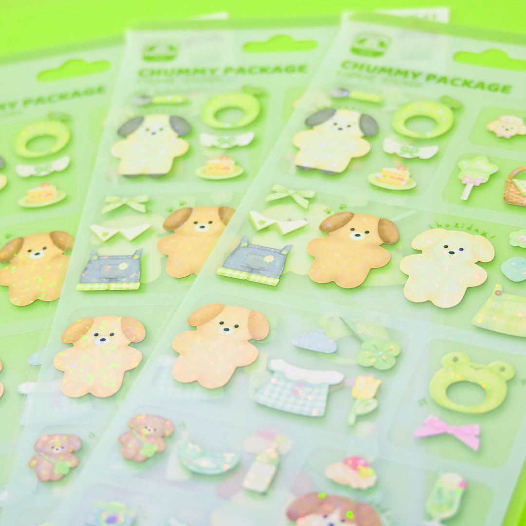 Q-LiA Chummy Package Dog Cream Soda Dress-up Sticker Sheet