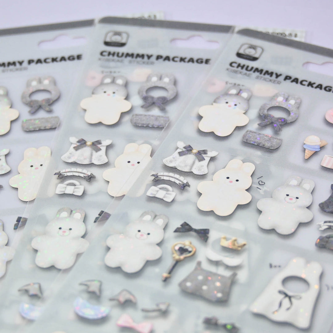 Q-LiA Chummy Package Rabbit Cool Black Dress-up Sticker Sheet