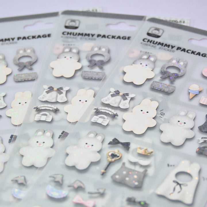Q-LiA Chummy Package Rabbit Cool Black Dress-up Sticker Sheet