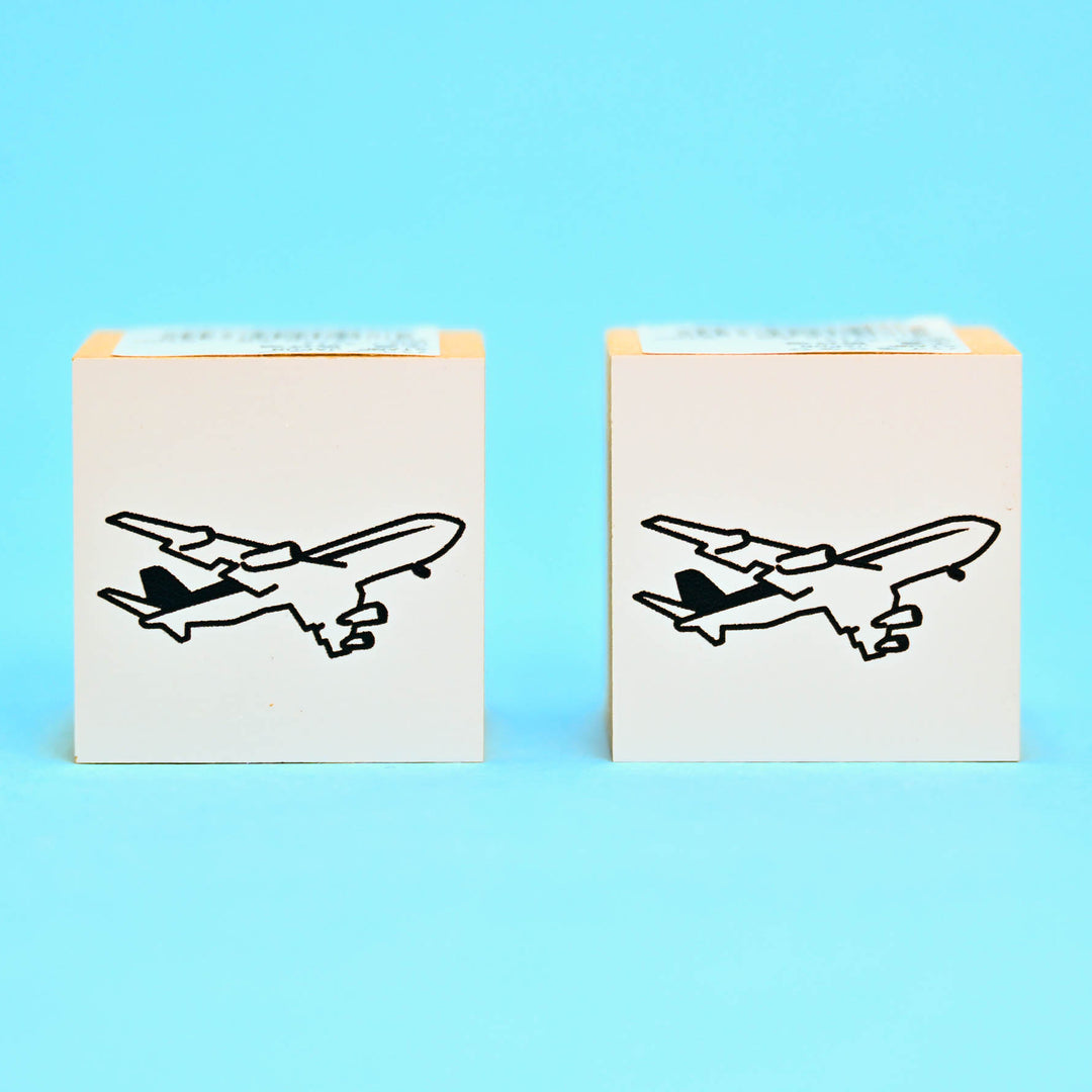 HI MOJIMOJI Airplane Wooden Rubber Stamp