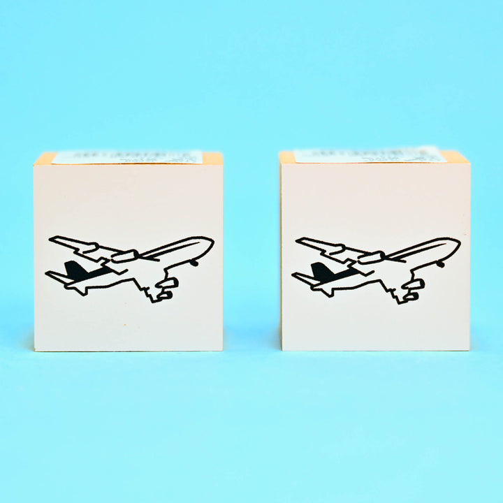 HI MOJIMOJI Airplane Wooden Rubber Stamp