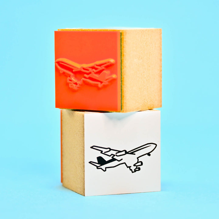 HI MOJIMOJI Airplane Wooden Rubber Stamp