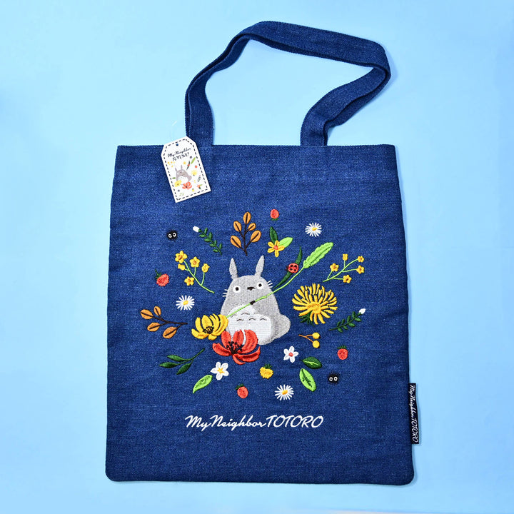 Ghibli My Neighbor Totoro Flowers Embroidered Tote Bag