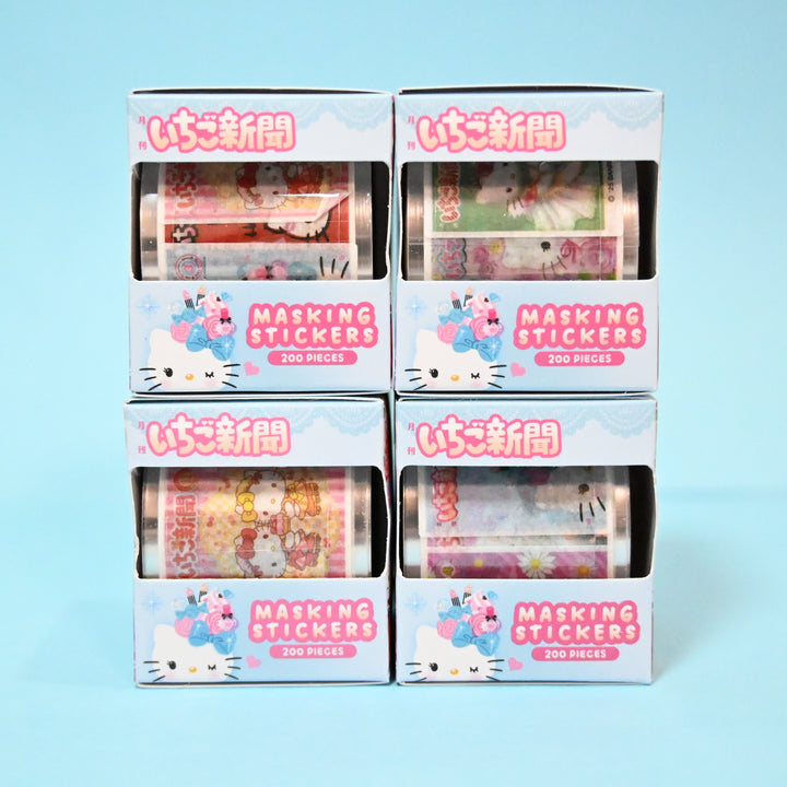 sun-star Hello Kitty Strawberry News Blue Masking Stickers Multiple Designs