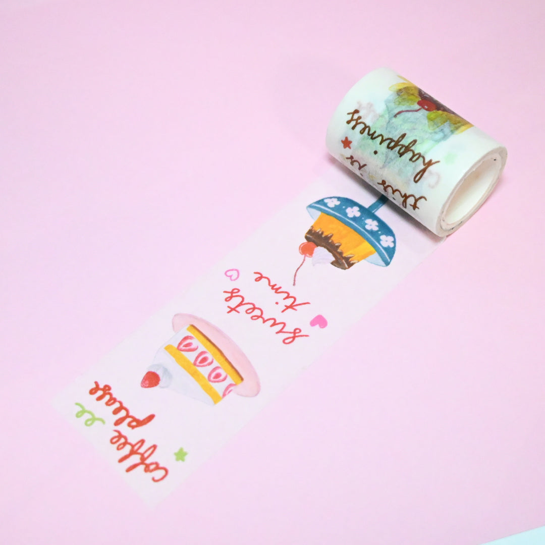 (MT049) Ruban Washi original Rainbowholic x Esther Molina, collaboration avec un café rétro japonais (5 cm de large)