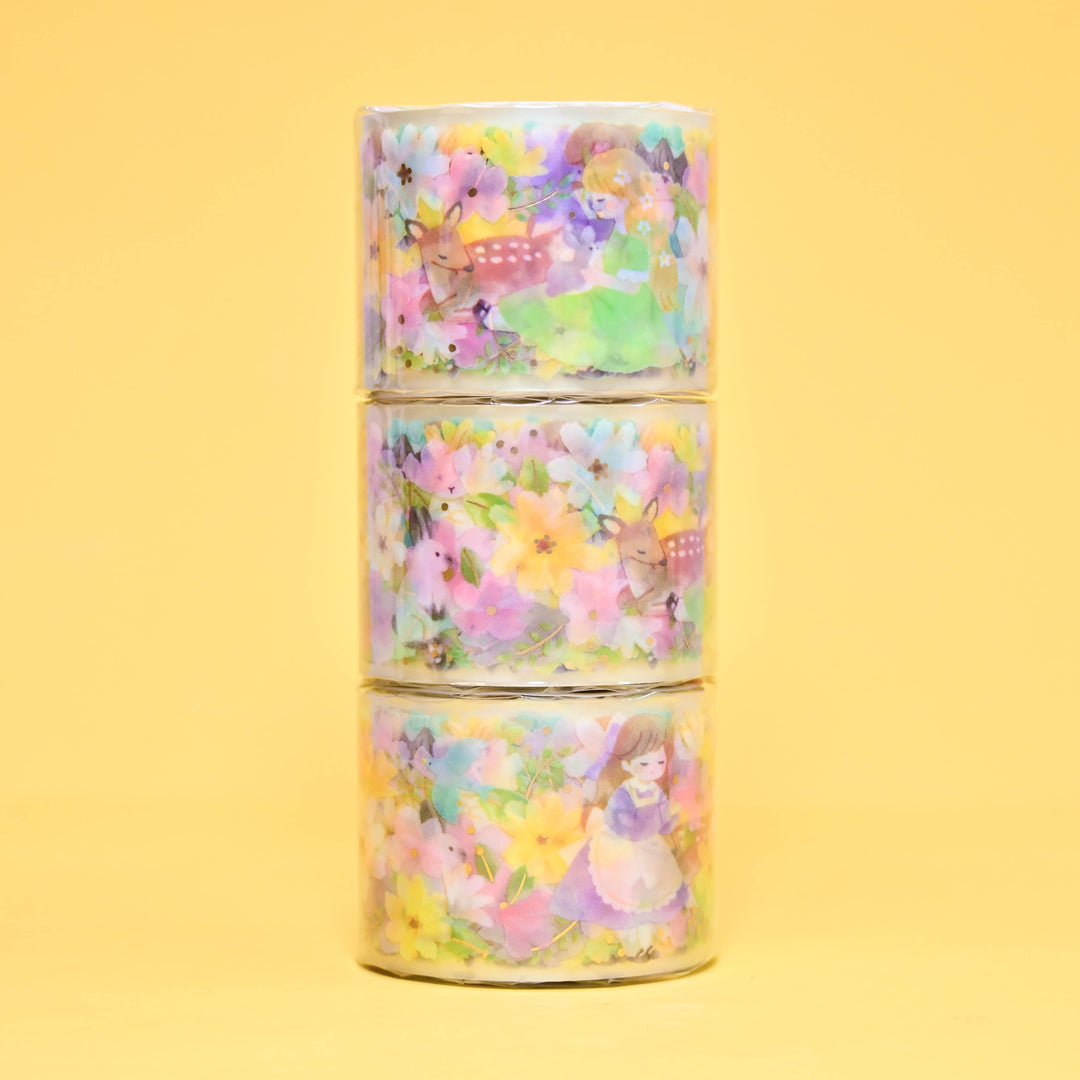 MINDWAVE Flower Stroll Foiled Clear Tape 3cm