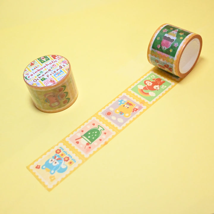 (MT133) Rainbowholic x Ochame Friends Retro Mail Stamp Easy Cut Washi Tape