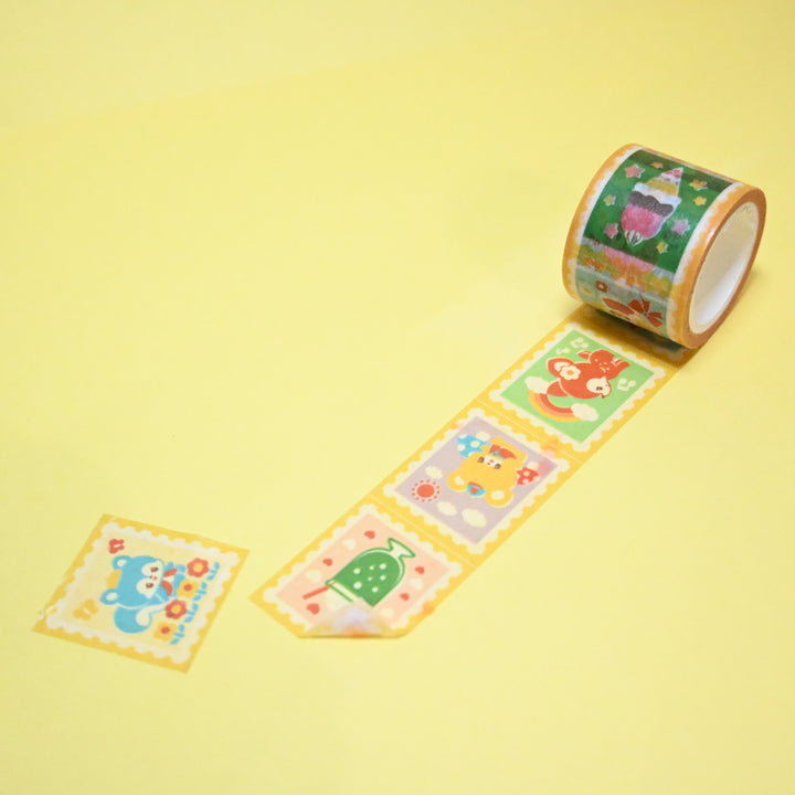 (MT133) Rainbowholic x Ochame Friends Retro Mail Stamp Easy Cut Washi Tape