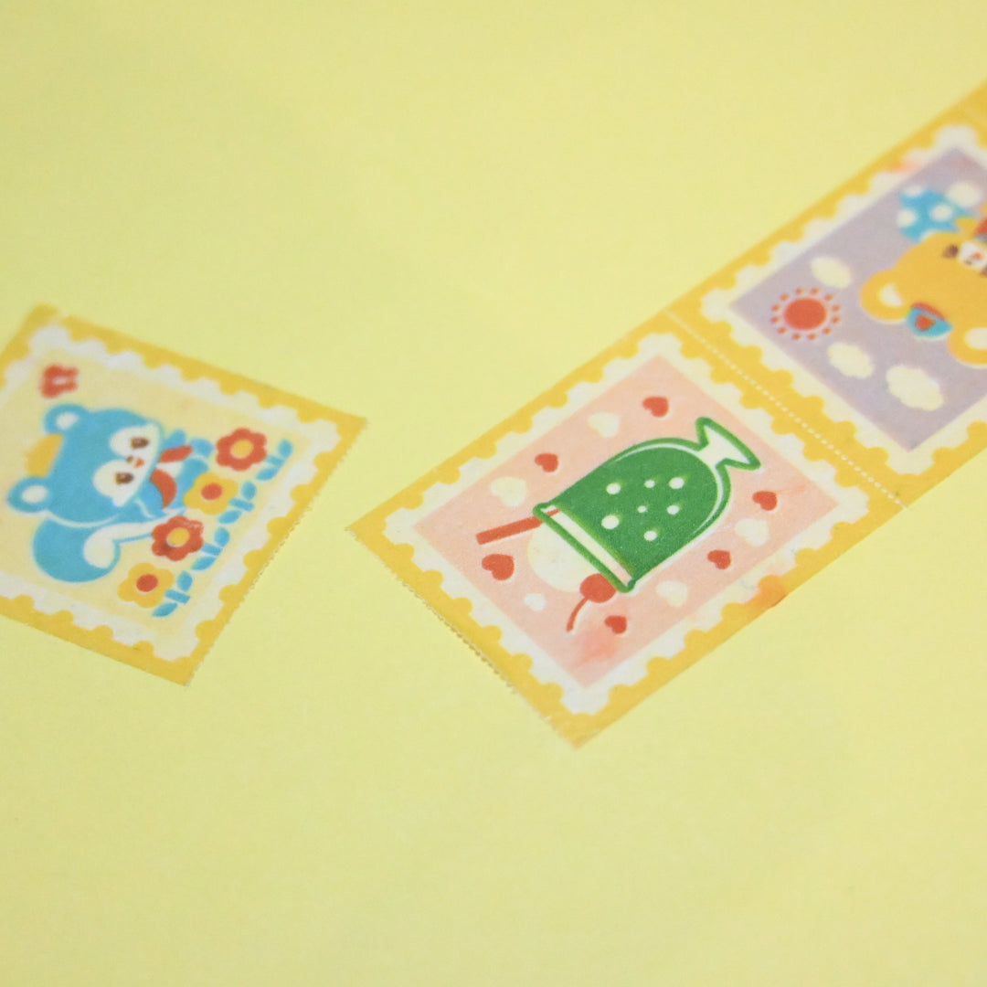 (MT133) Rainbowholic x Ochame Friends Retro Mail Stamp Easy Cut Washi Tape