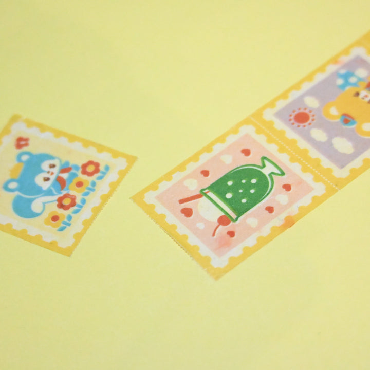 (MT133) Rainbowholic x Ochame Friends Retro Mail Stamp Easy Cut Washi Tape