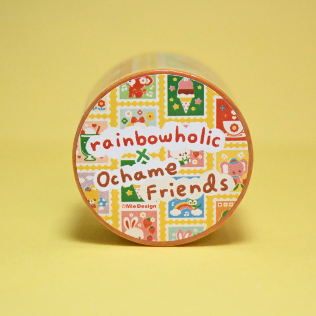 (MT133) Rainbowholic x Ochame Friends Retro Mail Stamp Easy Cut Washi Tape