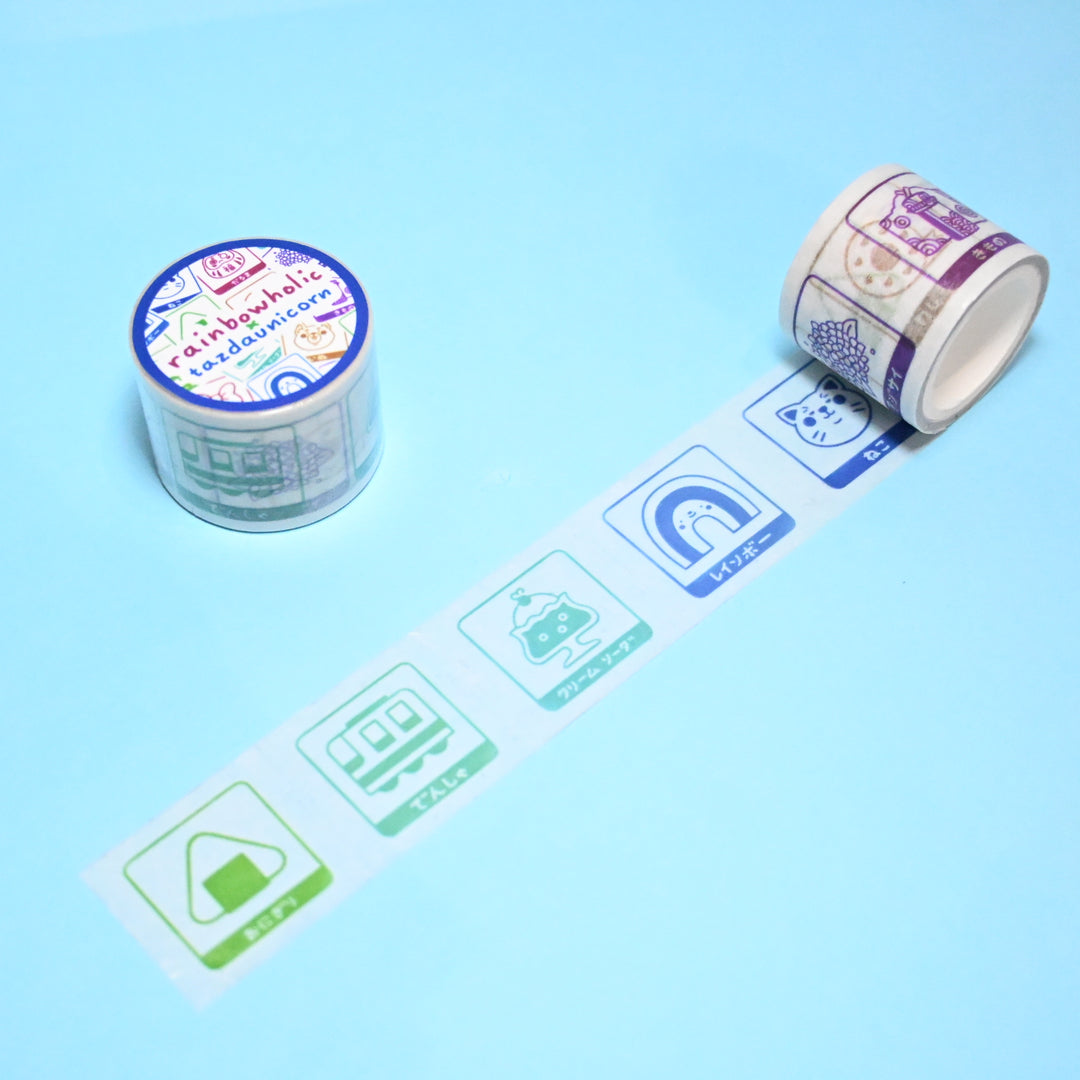 (MT116) Original Rainbowholic x Tazdaunicorn Rainbowholic Stamp Rally S1 3CM Easy Cut Washi Tape