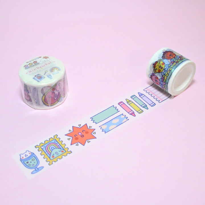 (MT065) Cinta washi de 3 cm de Rainbowholic x Tazdaunicorn Bunkissa (Stationery Cafe)