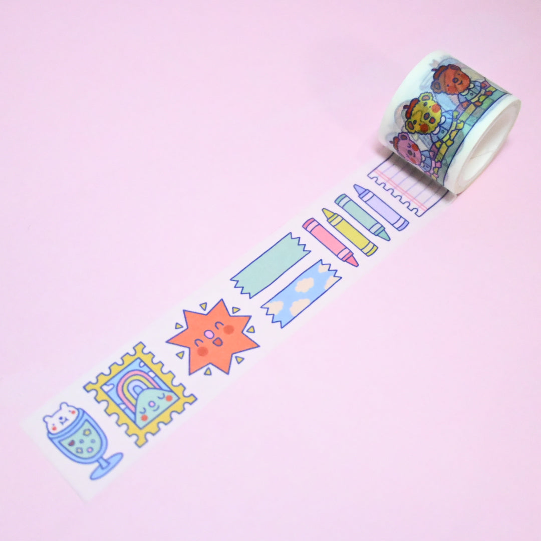 (MT065) Cinta washi de 3 cm de Rainbowholic x Tazdaunicorn Bunkissa (Stationery Cafe)