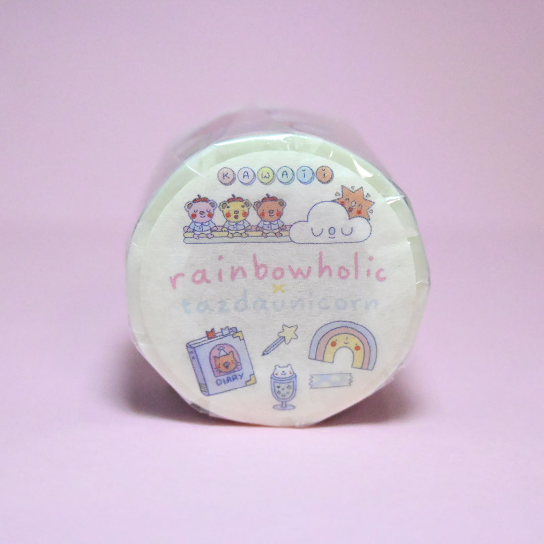 (MT065) Cinta washi de 3 cm de Rainbowholic x Tazdaunicorn Bunkissa (Stationery Cafe)