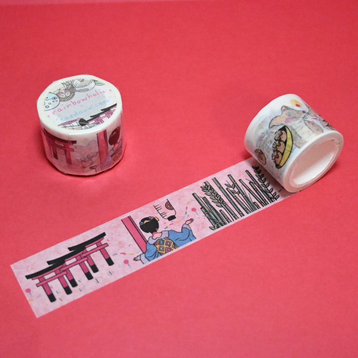 (MT046) Ruban Washi Rainbowholic x Tazdaunicorn Région du Kansai (Kyoto, Osaka, Nara, etc.) 3 cm