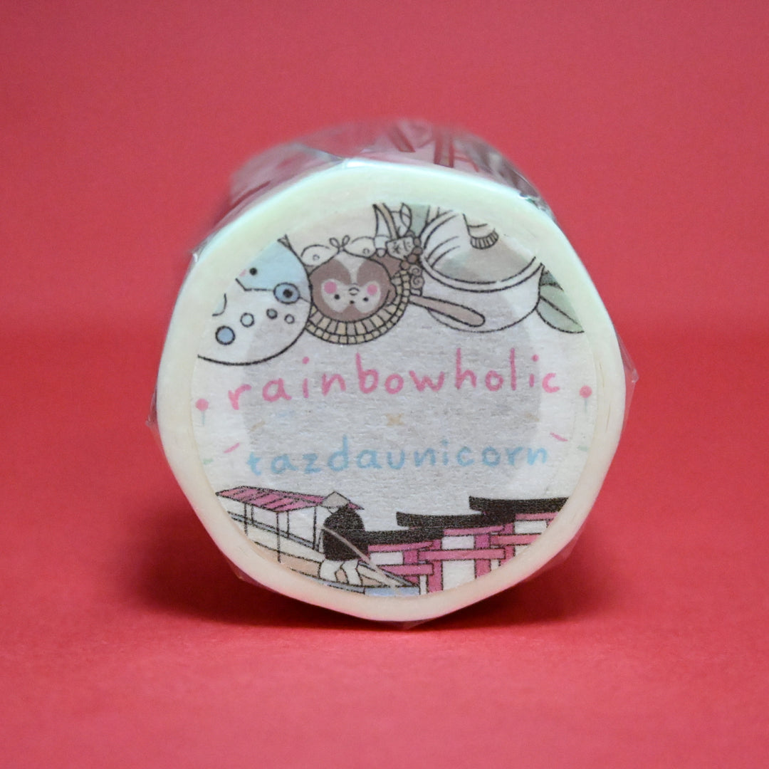 (MT046) Ruban Washi Rainbowholic x Tazdaunicorn Région du Kansai (Kyoto, Osaka, Nara, etc.) 3 cm