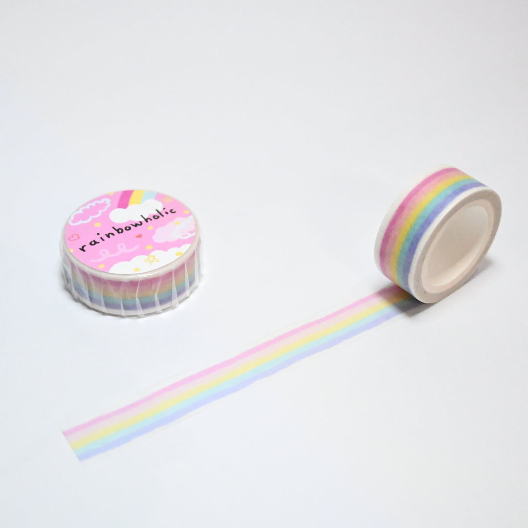 (MT002) Cinta washi original de arcoíris pastel