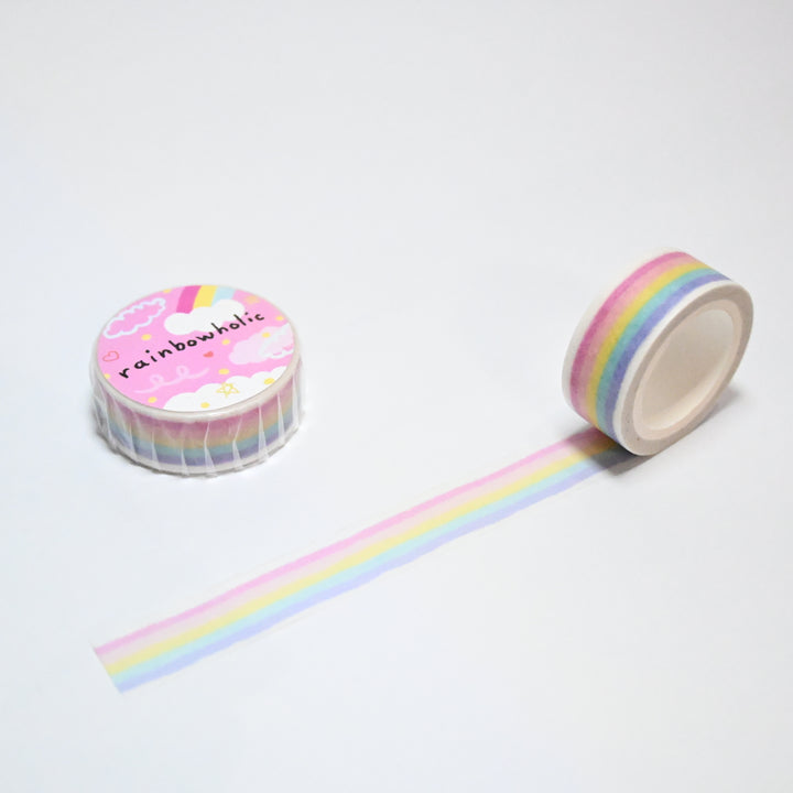 (MT002) Cinta washi original de arcoíris pastel