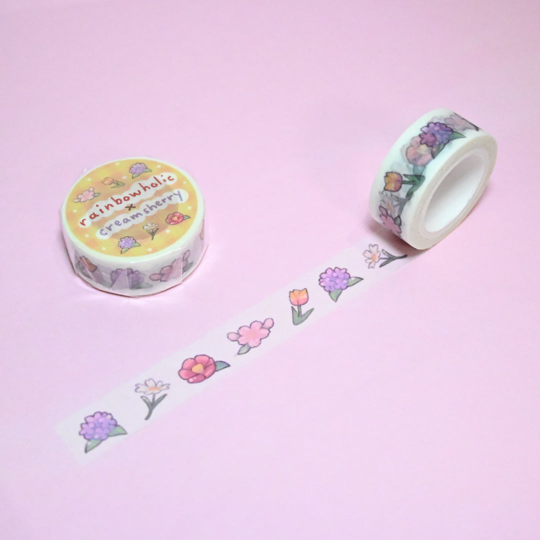 (MT026) Original Rainbowholic x Creamsherry Flowers Collaboration Washi Tape