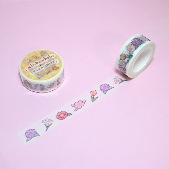 (MT026) Original Rainbowholic x Creamsherry Flowers Collaboration Washi Tape
